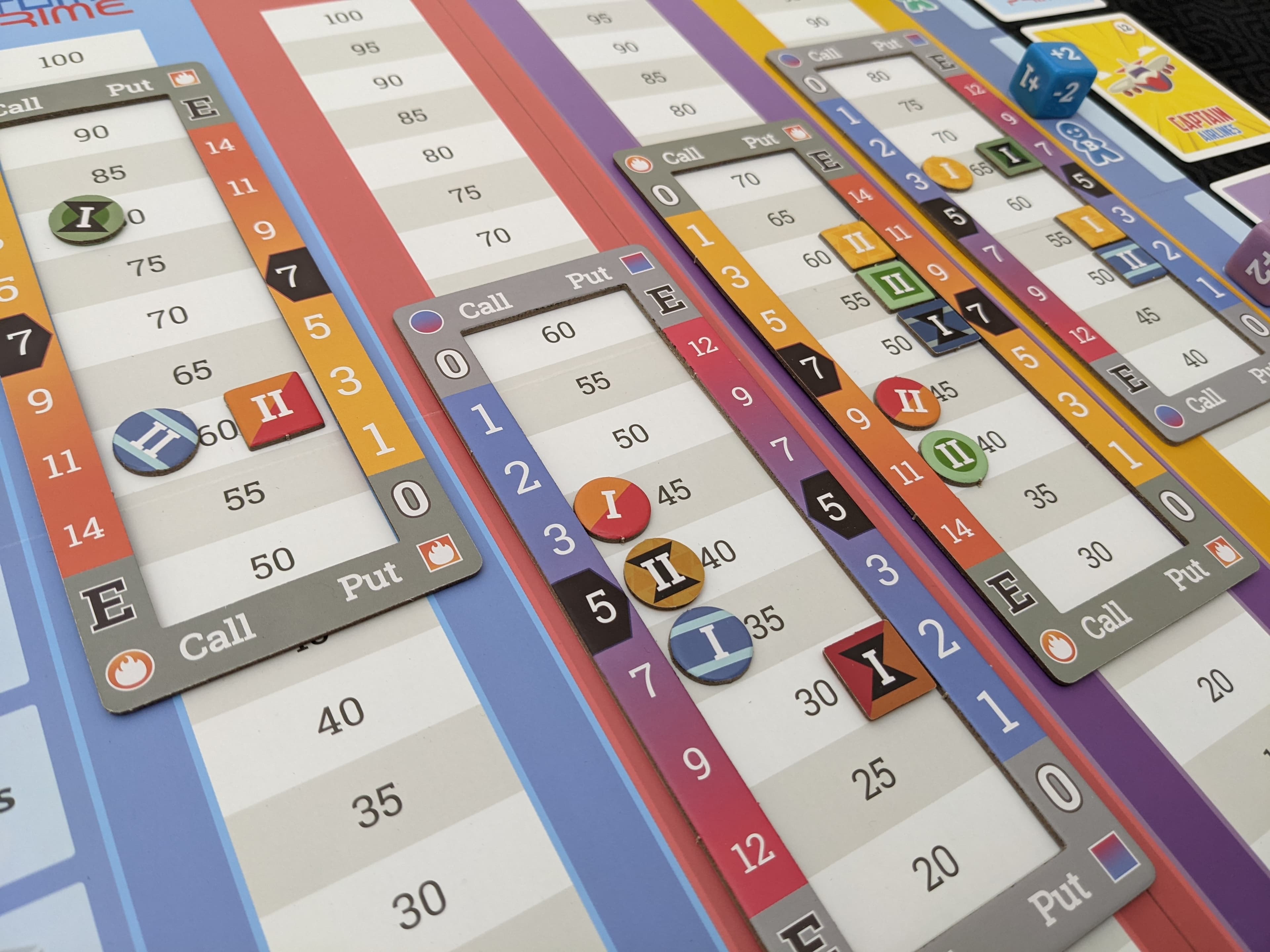 Sliding Option Chains on Central Game Board